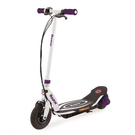 Razor Power Core E100 Electric Hub Motor Kids Toy Motorized Kick Scooter, Purple