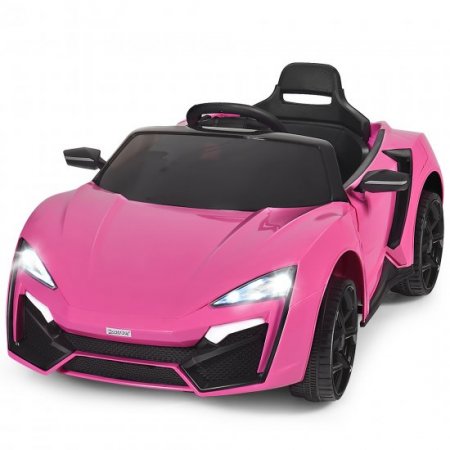 Costway 12V Kids Ride On Car 2.4G RC Electric Vehicle w/ Lights MP3 Openable Doors Pink