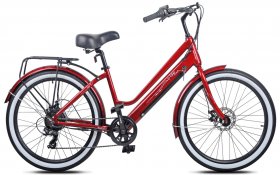 Kent 26 In. Electric Pedal Assist Cruiser E-Bike, Red