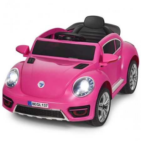 Costway Kids Electric Ride On Car Battery Powered Vehicle 3 Speed RC w/ LED Light Pink