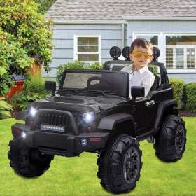 12 V Ride on Truck SUV Car for Kids, Ride on Cars with Remote Control, Battery Powered Electric Vehicles with 3 Speed, LED Light, MP3 Player, Ride on Toys for Girls Boys Birthday Gift, Black