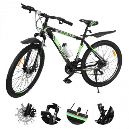 21 Speed 27.5" Riding Mountain Bike, Aluminum Frame Trail Road Bicycle-Black&Green