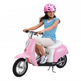Razor Pocket Mod Miniature Euro 24V Electric Kids Ride On Scooter & Helmet, Pink