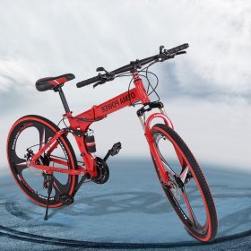HOMBOM 26in Folding Mountain Bike Shimanos 21 Speed Bicycle Full Suspension MTB Bikes