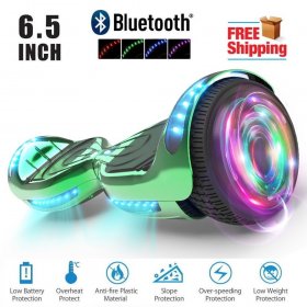 Certified Bluetooth 6.5 Inch Hoverboard Two Wheel Self Balancing Scooter Chrome Green