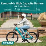 GOTRAX Emerge 26 In. Electric Bike with 36V 7.5Ah Removable Battery, 350W Powerful Motor up 20mph, Shimano Professional 7 Speed Gear and Dual Disc Brakes Alloy Frame Electric Bicycle