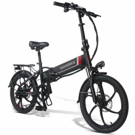 Samebike Folding Electric Bike 20" 48V Electric Bicycle E-Bike for Adults and Teens Double Disc Brake, 350W Hill Bicycle Removable Battery Pedal Assist Power