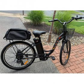 26"36V 10AH 350W City Electric Bicycle e-bike Black with Basket 7 Speed
