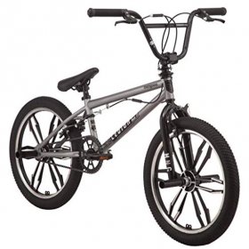 Mongoose Legion Mag Freestyle Sidewalk BMX Bike for Kids, Children and Beginner-Level to Advanced Riders, 20 In. Wheels, Hi-Ten Steel Frame, Micro Drive 25 x 9T BMX Gearing, Silver