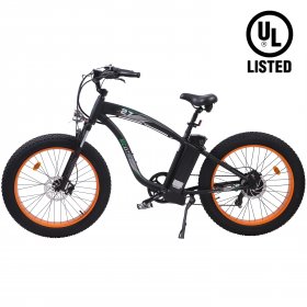 ECOTRIC Powerful Fat Tire Electric Bicycle 26" Aluminium Frame Suspension Fork Beach Snow Ebike Electric Mountain Bicycle 750W Motor 48V 13AH Removable Lithium Battery (Orange)