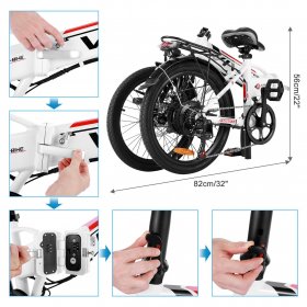 20'' Folding Electric Bike, 350W Commuter Ebike, City Lightweight Electric Bicycle with 36V 8Ah Removable Lithium-Ion Battery 7 Speed Adult E-Bike