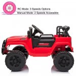 Zimtown Safety 12V Battery Electric Remote Control Car, Kids Toddler Ride On Truck Toy Motorized Vehicles, Wheels Suspension, Seat Belts, LED Lights and Realistic Horns Red