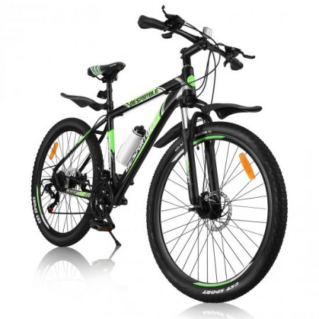 21 Speed 27.5" Riding Mountain Bike, Aluminum Frame Trail Road Bicycle-Black&Green