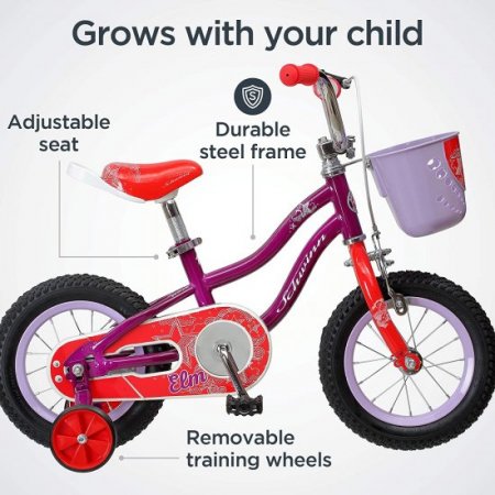 Schwinn Girls Bike for Toddlers and Kids 12'' Purple