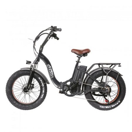 NAKTO STEADY Fat Tire Folding Electric Bike for Adults 500W Brushless Motor 48V 12Ah Lithium Battery City Cargo Electrical Bicycle 20 Inch-Black