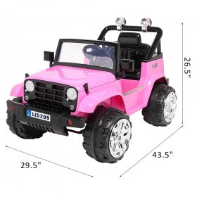 Zimtown Safety 12V Battery Electric Remote Control Car, Kids Toddler Ride On Cars Motorized Vehicles Toy Car, Wheels Suspension, Seat Belts, LED Lights and Realistic Horns Pink