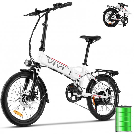 VIVI 20\'\' Folding Electric Bike, 350W Electric Commuter Bike, City Lightweight Electric Bicycle, Height Adjustable Ebike with 36V 8Ah Removable Lithium-Ion Battery