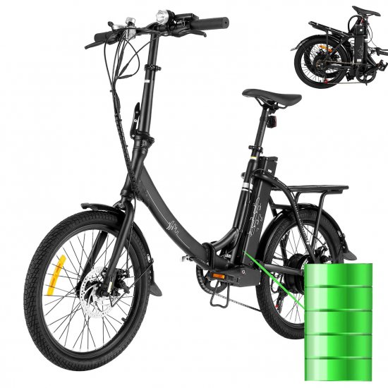Folding Electric Bike, 20\'\' Electric Commuter Bicycle E-Bike with 36V 10.4AH Removable Battery, 350W Motor and Professional Rear 7 Speed Moped City Cruiser for Women Men Adults