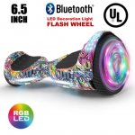 Hoverboard 6.5" Flash Wheel Bluetooth Speaker with LED Light Self Balancing Wheel Electric Scooter - Graffiti,Hoverboard 6.5"Bluetooth Speaker with LED Light Electric Scooter - Graffiti