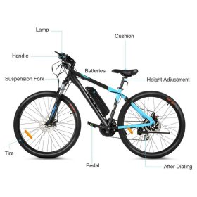 Generic 350W Electric Mountain Bike,20MPH Ebike with Removable Waterproof 10.4Ah Battery, Professional 24 Speed Gears
