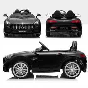 Kidzone 12V 2 Seats Licensed Mercedes-Benz AMG GT Kids Ride On Car Electric Powered Vehicle High/Low Speed With 2.4G Remote Control, Horn, Radio, USB Port, Black