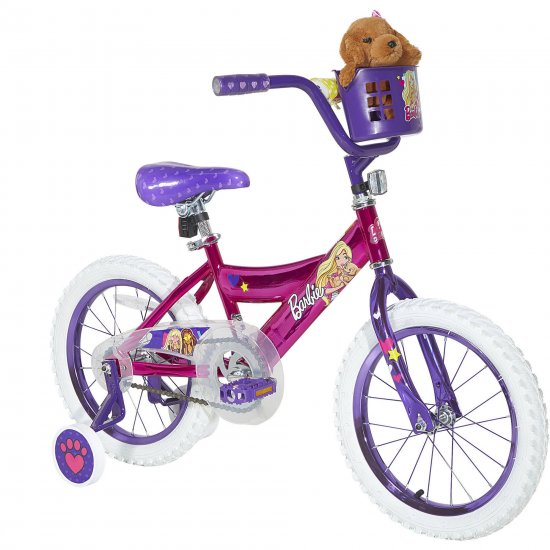 Dynacraft 16\" Barbie Girls\' Bike with Plush Puppy, Pink