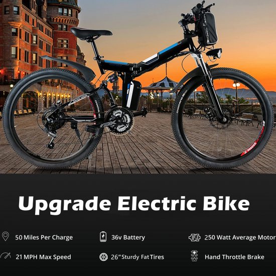 26'' Folding Electric Bike, Commuting Ebike Electric Mountain Bicycle