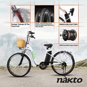 NAKTO Electric Bike 26" Electric Bicycle for Adult