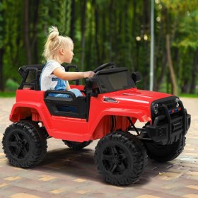 Zimtown Safety 12V Battery Electric Remote Control Car, Kids Toddler Ride On Truck Toy Motorized Vehicles, Wheels Suspension, Seat Belts, LED Lights and Realistic Horns Red