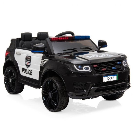 Zimtown Kids Ride On Car Police Electric Car Double Drive 12V Battery Motorized Vehicles Children\'s Best Toy Car Safe w/ Remote Control, 3 Speeds, Music, Seat Belts, LED Lights