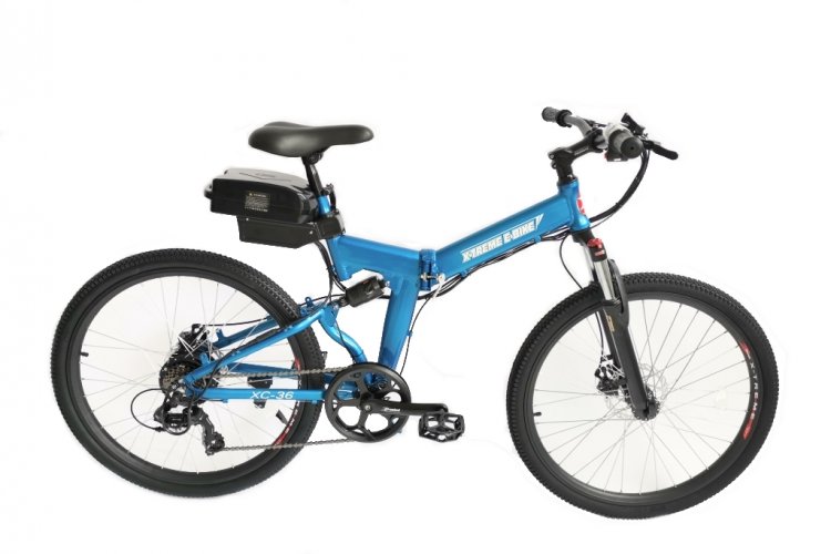 X-Treme XC-36 Electric 36 Volt Folding Mountain Bike-Metallic Blue