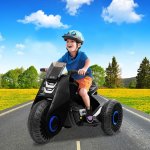 enyopro Children Electric Motorcycle, 3 Wheels Double Drive Toy, 6V Battery Powered Ride On Toy, Electric Mini Bike with Music Play Function and Pedal Switch for Kids Toddlers, Birthday Christmas Gift