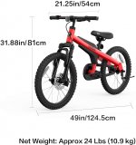 Segway Ninebot Kids Bike for Boys and Girls, 14 inch with Training Wheels, 14 18 inch with Kickstand, Red