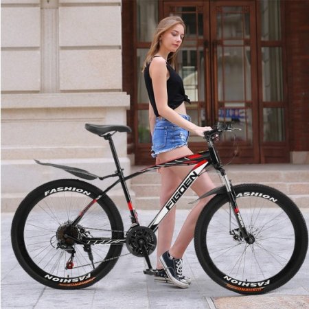 HOMBOM 26 Inch Mountain Bike With 21 Speed Dual Disc Brakes Full Suspension Non-slip