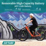 GOTRAX Alpha 29 In. Electric Bike with 270Wh Removable Battery up 15.2miles, 350W Powerful Motor up 20mph, Shimano Professional 7 Speed Gear and Dual Disc Brakes Alloy Frame Electric Bicycle