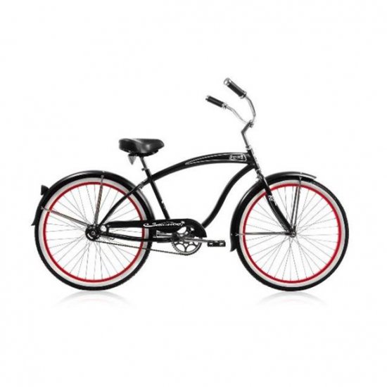 Micargi ROVER GX 26\" Beach Cruiser Coaster Brake Single Speed Stainless Steel Spokes One Piece Crank Alloy Red Rims 36H White Wall Tire With Fenders