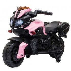 Kids Electric Motorcycle Ride On Toys, YOFE 6V Battery Powered Motor Bike with Training Wheels, LED Light, Music, Horn, Kid Ride On Motorcycle Car for Girls Boys Children Day Birthday Gift, Pink