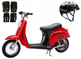 Razor Pocket Mod 24V Electric Scooter (Red) with Helmet, Elbow and Knee Pads