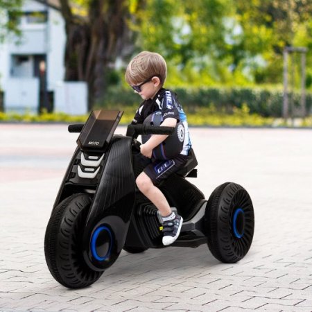 Kids 6V Electric 3-Wheel Motorcycle Ride On Toys, Battery Power Motorized Kids Ride On Motorcycle Bike, Double Drive Kids Dirt Bike Toddler Toys Cars Christmas Gifts for Boys Girls 1-4, Black