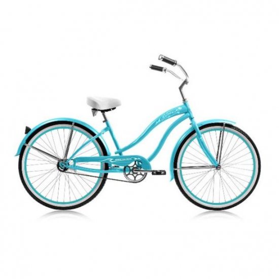 Micargi ROVER GX 26\" Beach Cruiser Coaster Brake Single Speed Stainless Steel Spokes One Piece Crank Alloy Pink Rims White Wall Tire 36H With Fenders