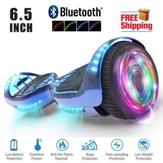 UL2272 Certified TOP LED 6.5\" Hoverboard Two Wheel Self Balancing Scooter Chrome BLUE