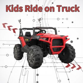 Tobbi 12V Kids Ride On Large SUV Truck 2-Seater Electric Battery Powered Ride on Vehicles W/2.4G Remote Control, LED, Bluetooth,Christmas Gift Red