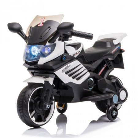 YOFE Kids Ride On Toys, Ride On Motorcycle for Boy Girl, 6V Battery Powered Electric Motorcycle w/ Music/LED Headlights/Horn, Kids Ride On Bike w/ Training Wheels, Kids Birthday Present, White