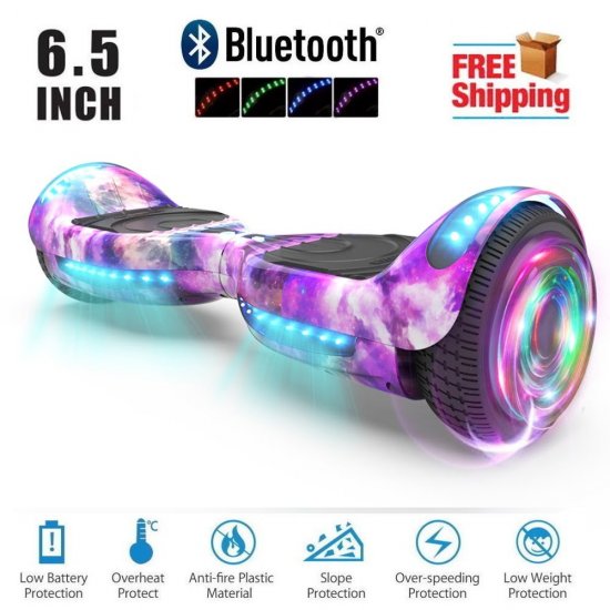 Hoverboard Two-Wheel Self Balancing Electric Scooter 6.5\" Print Coating with LED Light (Galaxy)