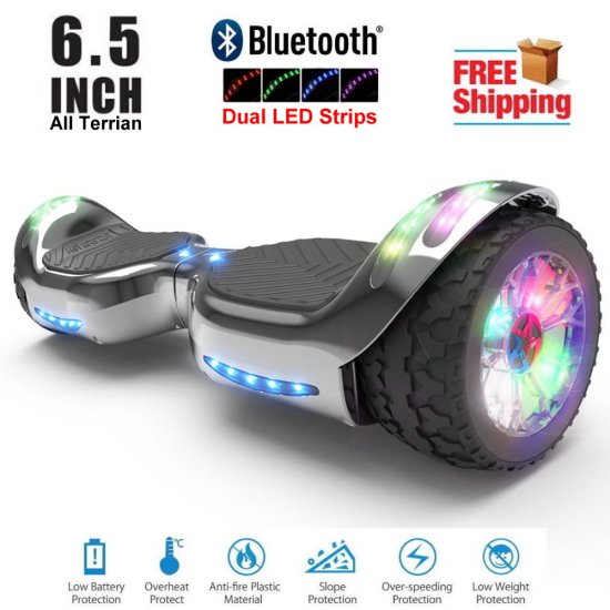 Flash Wheel Hoverboard 6.5\" Bluetooth Speaker with LED Light Self Balancing Wheel Electric Scooter - Chrome Black,Flash Wheel Hoverboard 6.5\" Bluetooth? LED Light l Electric Scooter - Chrome Black