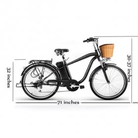 NAKTO City Electric Bicycle 250W 36V 10A for Men 26 inch CAMEL Black