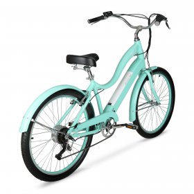 Hyper Bicycles Pedal Assist Woman's Electric Cruiser Bike, 26" Wheels, Turquoise
