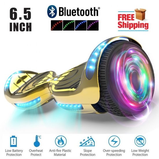 Hoverboard 6.5\" Listed Two-Wheel Self Balancing Electric Scooter with LED Flash Wheel Chrome Gold