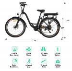 26" Electric Cruiser Bicycle with 12.5Ah Large Capacity Battery Women