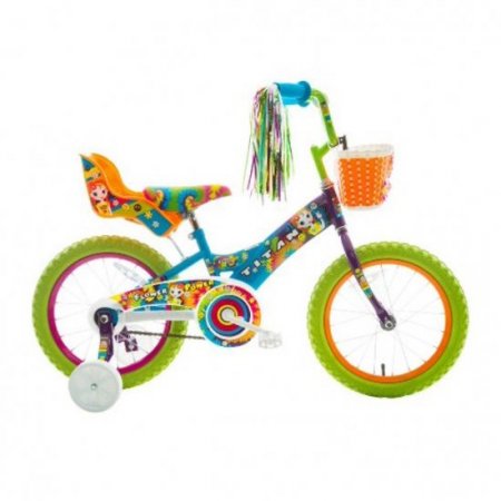 Titan Girl's Flower Power Princess 16 In. BMX Bike with Training Wheels, Doll Seat, Basket and Streamers